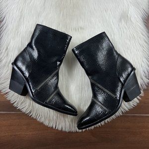 Naked Feet Women's Size US 7.5 M Black Leather Idas Zipper Detail Boot‎ Booties